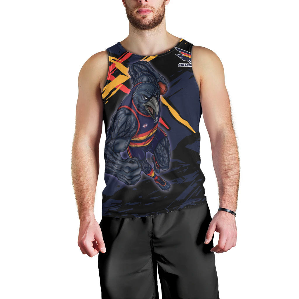 Adelaide Football Club Men Tank Top Crows Muscular Mascot Graphic - Abstract Paint Splatter Art