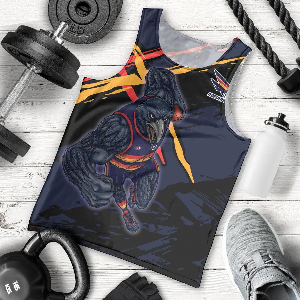 Adelaide Football Club Men Tank Top Crows Muscular Mascot Graphic - Abstract Paint Splatter Art