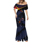 Adelaide Football Club Mermaid Dress Crows Muscular Mascot Graphic - Abstract Paint Splatter Art