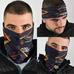 Adelaide Football Club Neck Gaiter Crows Muscular Mascot Graphic - Abstract Paint Splatter Art