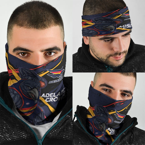 Adelaide Football Club Neck Gaiter Crows Muscular Mascot Graphic - Abstract Paint Splatter Art