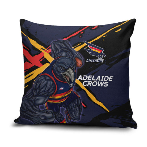 Adelaide Football Club Pillow Cover Crows Muscular Mascot Graphic - Abstract Paint Splatter Art