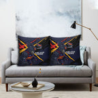 Adelaide Football Club Pillow Cover Crows Muscular Mascot Graphic - Abstract Paint Splatter Art
