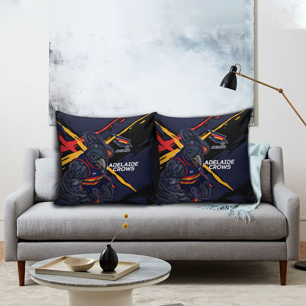 Adelaide Football Club Pillow Cover Crows Muscular Mascot Graphic - Abstract Paint Splatter Art