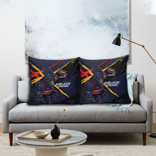 Adelaide Football Club Pillow Cover Crows Muscular Mascot Graphic - Abstract Paint Splatter Art