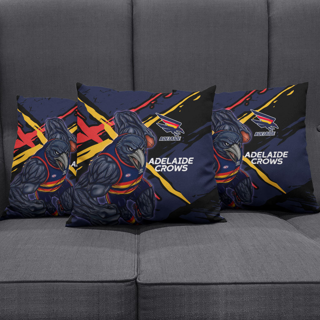 Adelaide Football Club Pillow Cover Crows Muscular Mascot Graphic - Abstract Paint Splatter Art