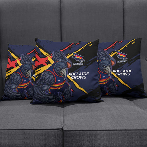 Adelaide Football Club Pillow Cover Crows Muscular Mascot Graphic - Abstract Paint Splatter Art