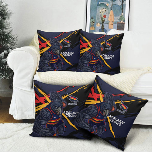 Adelaide Football Club Pillow Cover Crows Muscular Mascot Graphic - Abstract Paint Splatter Art