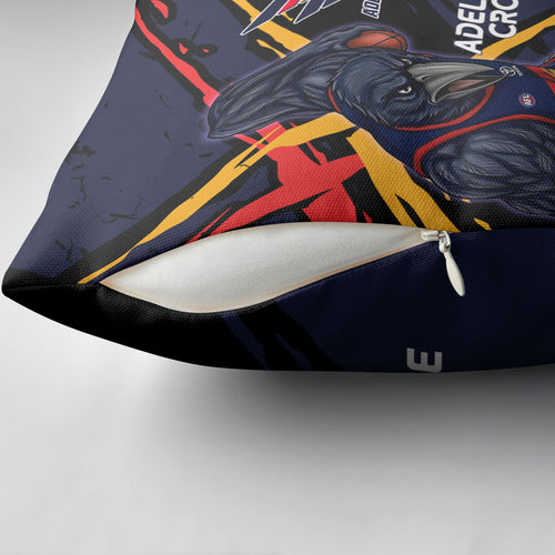 Adelaide Football Club Pillow Cover Crows Muscular Mascot Graphic - Abstract Paint Splatter Art