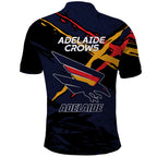 Adelaide Football Club Polo Shirt Crows Muscular Mascot Graphic - Abstract Paint Splatter Art