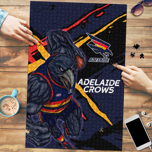 Adelaide Football Club Puzzle Crows Muscular Mascot Graphic - Abstract Paint Splatter Art