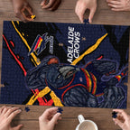 Adelaide Football Club Puzzle Crows Muscular Mascot Graphic - Abstract Paint Splatter Art