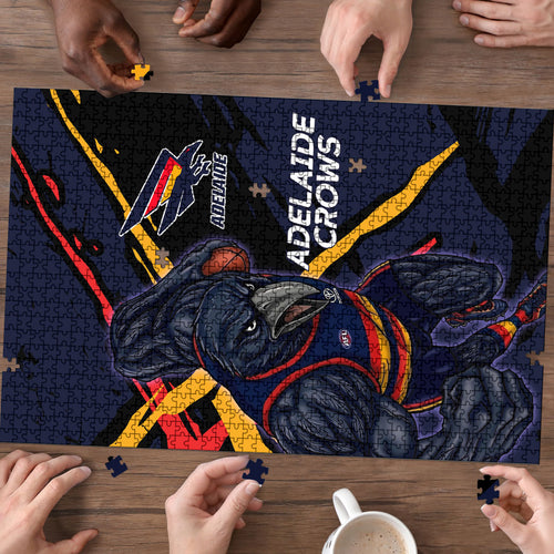 Adelaide Football Club Puzzle Crows Muscular Mascot Graphic - Abstract Paint Splatter Art