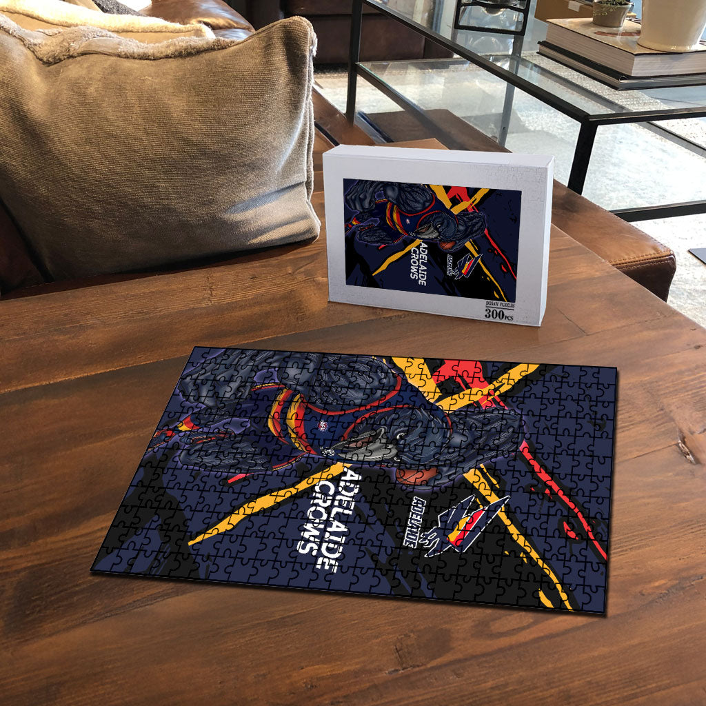 Adelaide Football Club Puzzle Crows Muscular Mascot Graphic - Abstract Paint Splatter Art