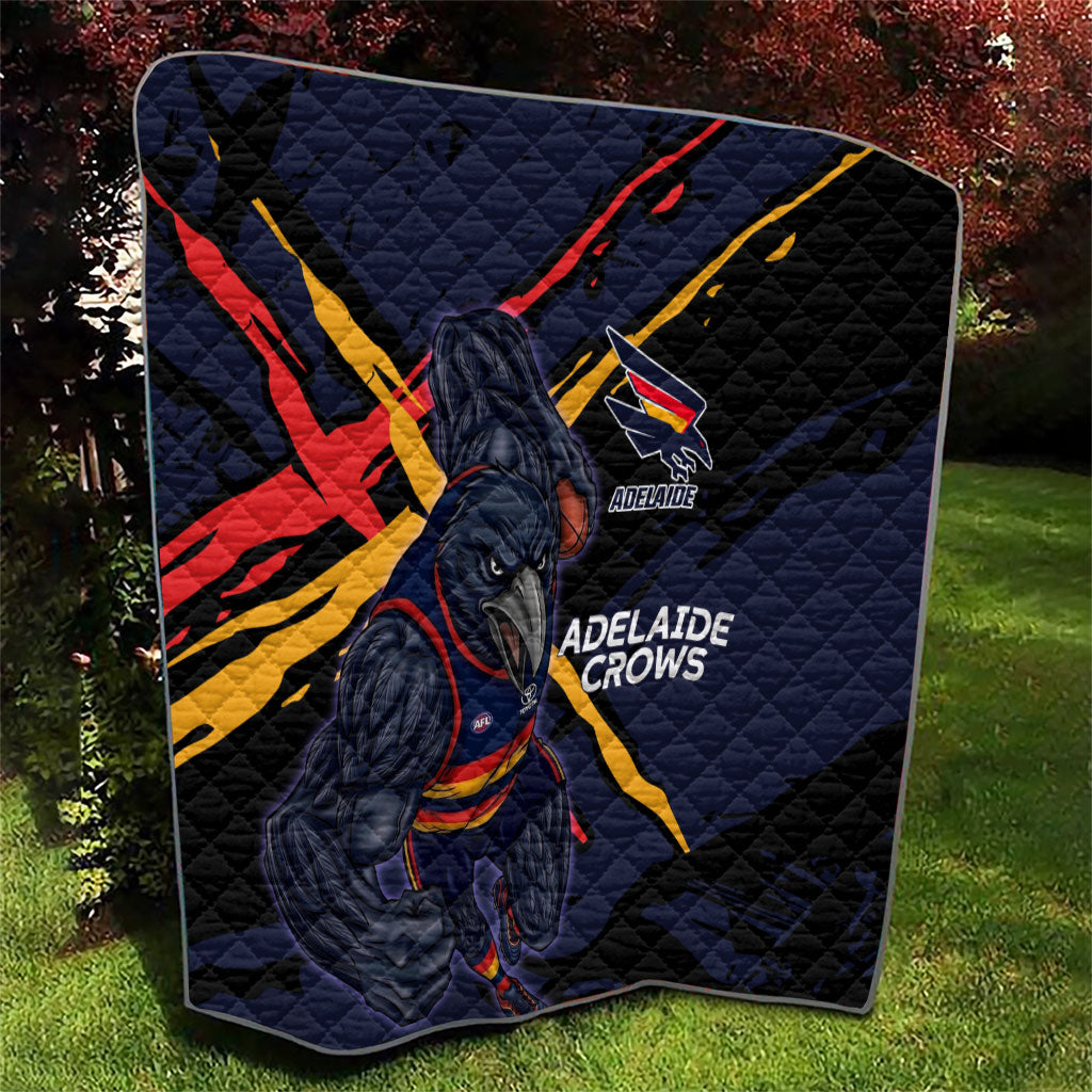 Adelaide Football Club Quilt Crows Muscular Mascot Graphic - Abstract Paint Splatter Art