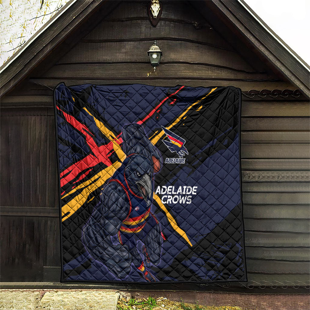 Adelaide Football Club Quilt Crows Muscular Mascot Graphic - Abstract Paint Splatter Art