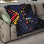 Adelaide Football Club Quilt Crows Muscular Mascot Graphic - Abstract Paint Splatter Art
