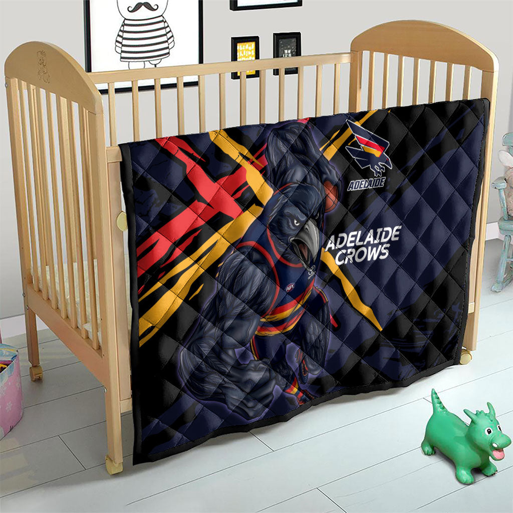 Adelaide Football Club Quilt Crows Muscular Mascot Graphic - Abstract Paint Splatter Art
