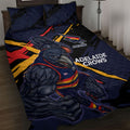 Adelaide Football Club Quilt Bed Set Crows Muscular Mascot Graphic - Abstract Paint Splatter Art