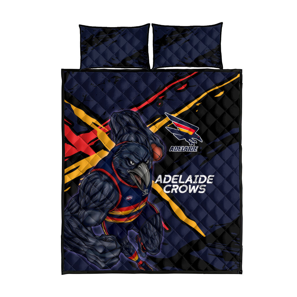Adelaide Football Club Quilt Bed Set Crows Muscular Mascot Graphic - Abstract Paint Splatter Art