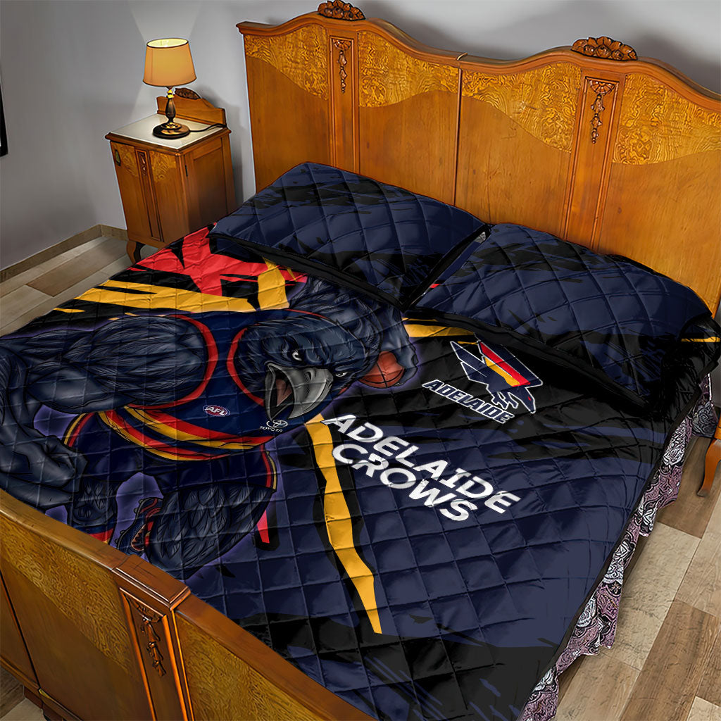 Adelaide Football Club Quilt Bed Set Crows Muscular Mascot Graphic - Abstract Paint Splatter Art