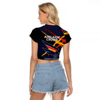Adelaide Football Club Raglan Cropped T Shirt Crows Muscular Mascot Graphic - Abstract Paint Splatter Art