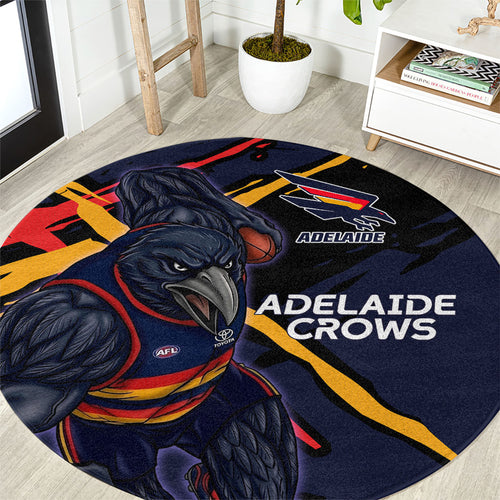 Adelaide Football Club Round Carpet Crows Muscular Mascot Graphic - Abstract Paint Splatter Art