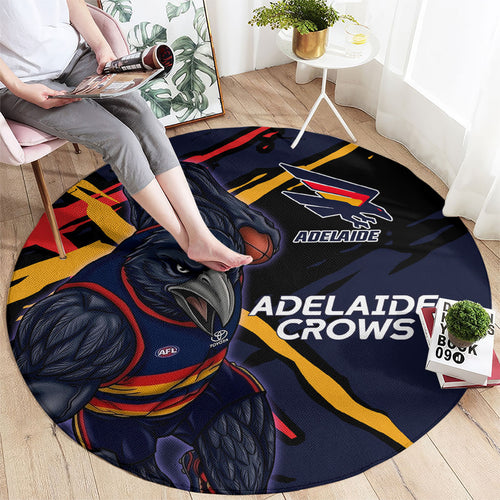 Adelaide Football Club Round Carpet Crows Muscular Mascot Graphic - Abstract Paint Splatter Art