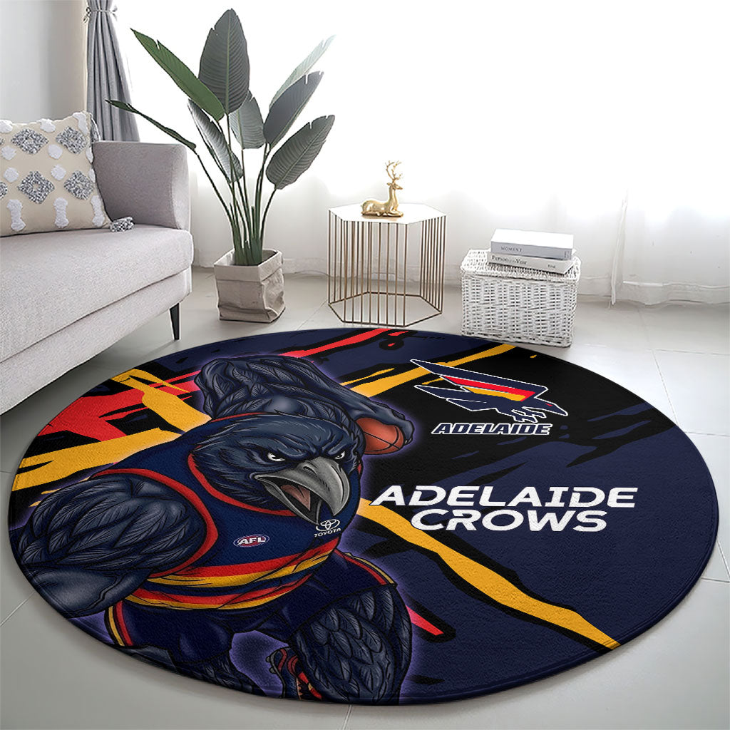 Adelaide Football Club Round Carpet Crows Muscular Mascot Graphic - Abstract Paint Splatter Art
