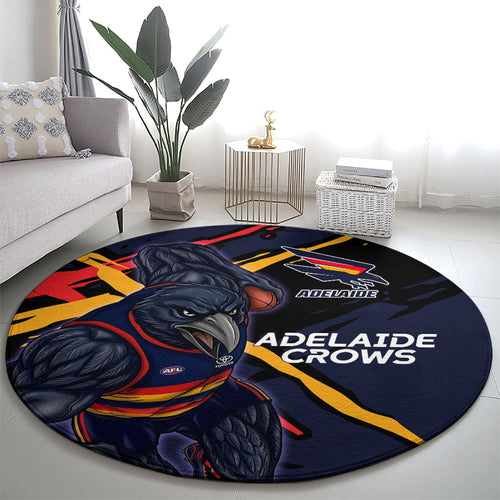 Adelaide Football Club Round Carpet Crows Muscular Mascot Graphic - Abstract Paint Splatter Art