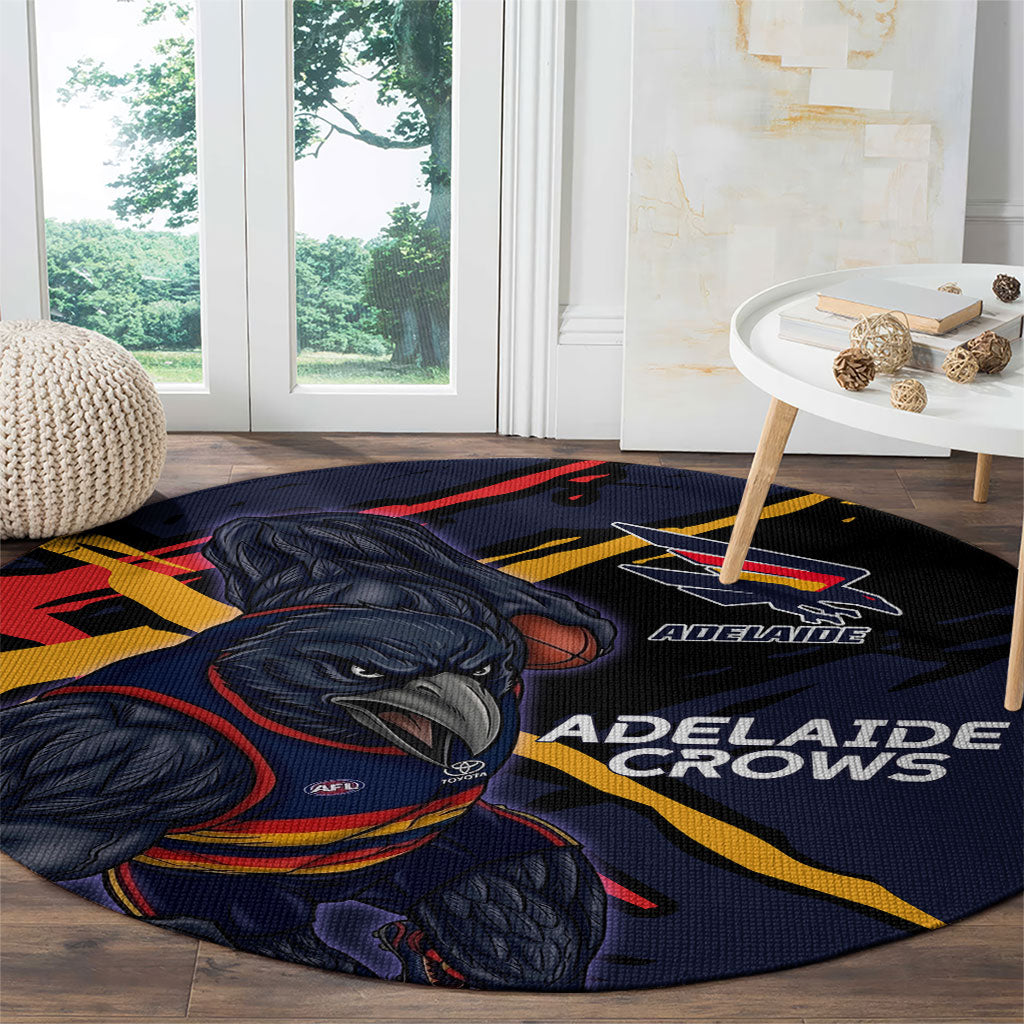 Adelaide Football Club Round Carpet Crows Muscular Mascot Graphic - Abstract Paint Splatter Art