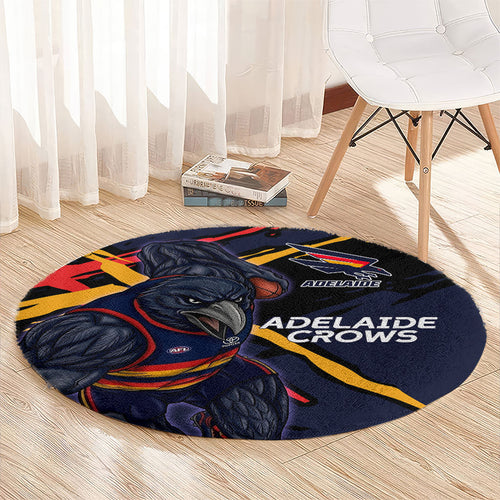 Adelaide Football Club Round Carpet Crows Muscular Mascot Graphic - Abstract Paint Splatter Art