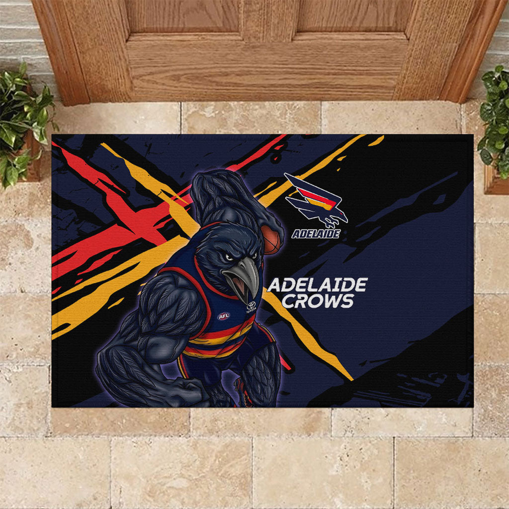 Adelaide Football Club Rubber Doormat Crows Muscular Mascot Graphic - Abstract Paint Splatter Art