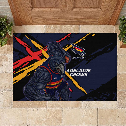Adelaide Football Club Rubber Doormat Crows Muscular Mascot Graphic - Abstract Paint Splatter Art