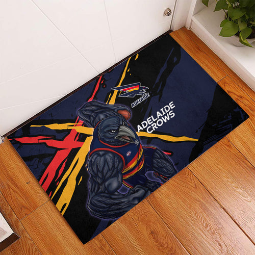 Adelaide Football Club Rubber Doormat Crows Muscular Mascot Graphic - Abstract Paint Splatter Art
