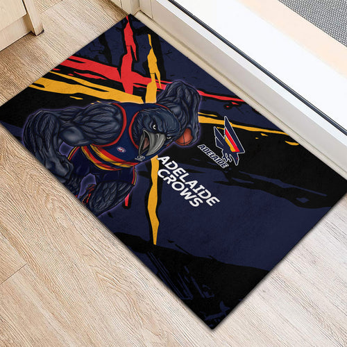 Adelaide Football Club Rubber Doormat Crows Muscular Mascot Graphic - Abstract Paint Splatter Art