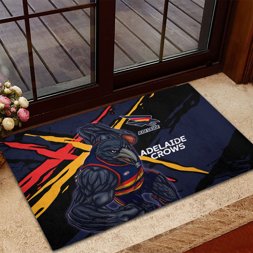 Adelaide Football Club Rubber Doormat Crows Muscular Mascot Graphic - Abstract Paint Splatter Art