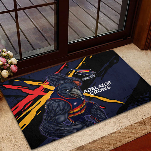 Adelaide Football Club Rubber Doormat Crows Muscular Mascot Graphic - Abstract Paint Splatter Art