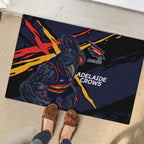 Adelaide Football Club Rubber Doormat Crows Muscular Mascot Graphic - Abstract Paint Splatter Art