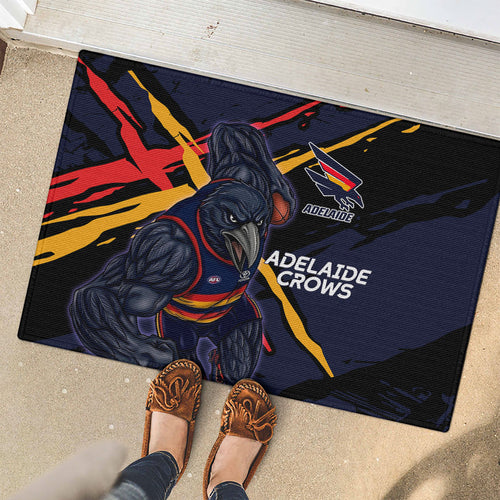 Adelaide Football Club Rubber Doormat Crows Muscular Mascot Graphic - Abstract Paint Splatter Art