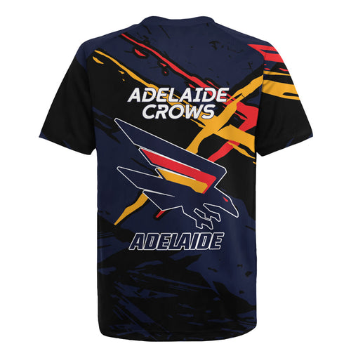 Adelaide Football Club Rugby Jersey Crows Muscular Mascot Graphic - Abstract Paint Splatter Art