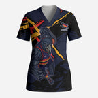 Adelaide Football Club Scrub Top Crows Muscular Mascot Graphic - Abstract Paint Splatter Art