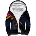 Adelaide Football Club Sherpa Hoodie Crows Muscular Mascot Graphic - Abstract Paint Splatter Art