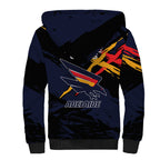 Adelaide Football Club Sherpa Hoodie Crows Muscular Mascot Graphic - Abstract Paint Splatter Art