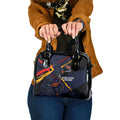 Adelaide Football Club Shoulder Handbag Crows Muscular Mascot Graphic - Abstract Paint Splatter Art