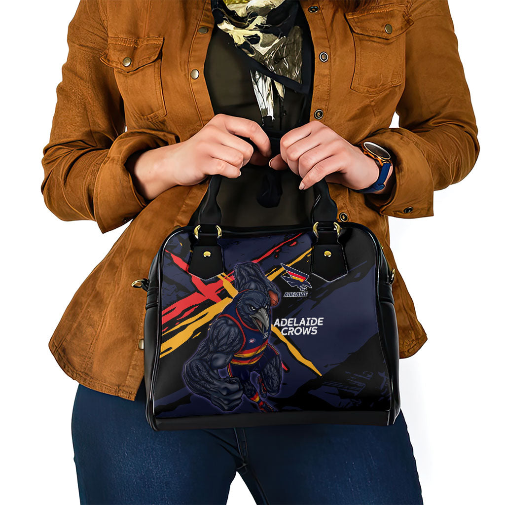 Adelaide Football Club Shoulder Handbag Crows Muscular Mascot Graphic - Abstract Paint Splatter Art