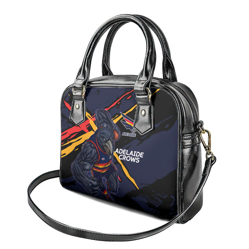 Adelaide Football Club Shoulder Handbag Crows Muscular Mascot Graphic - Abstract Paint Splatter Art