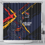 Adelaide Football Club Shower Curtain Crows Muscular Mascot Graphic - Abstract Paint Splatter Art