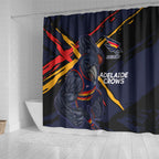 Adelaide Football Club Shower Curtain Crows Muscular Mascot Graphic - Abstract Paint Splatter Art