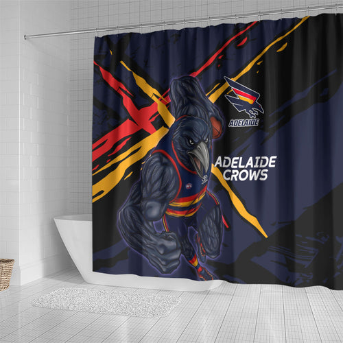 Adelaide Football Club Shower Curtain Crows Muscular Mascot Graphic - Abstract Paint Splatter Art